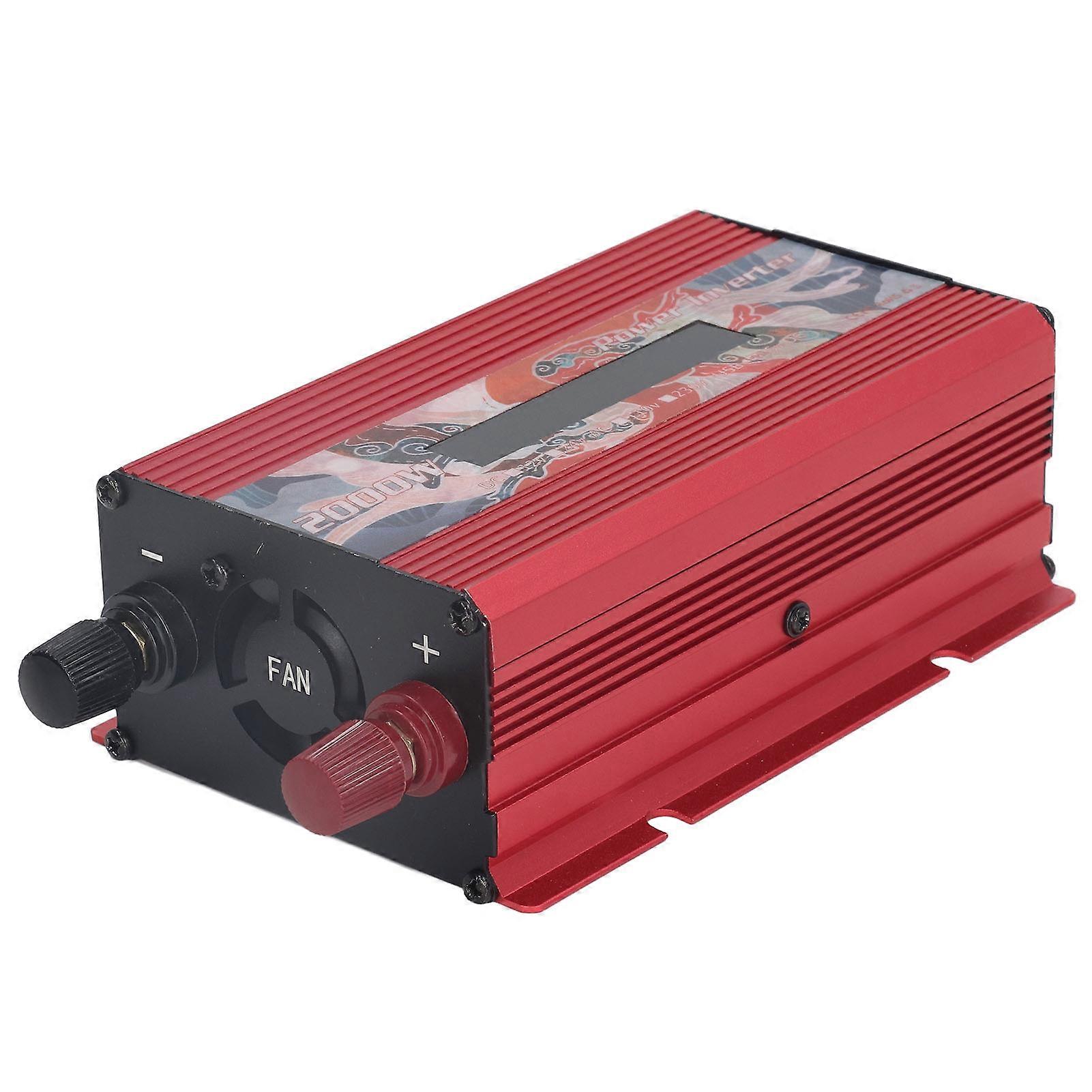2000W Red DC24V Car Power Inverter LCD Display Fast Heat Dissipation
