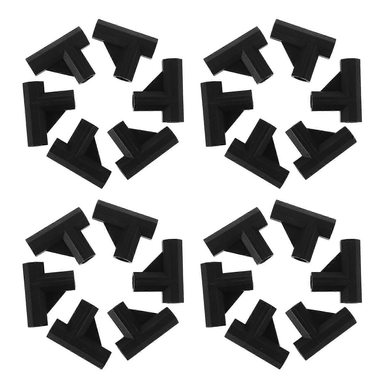 Black Color T-Connector for Outdoor Storage Rack Accessories Portable and Versatile Fit 50Pcs