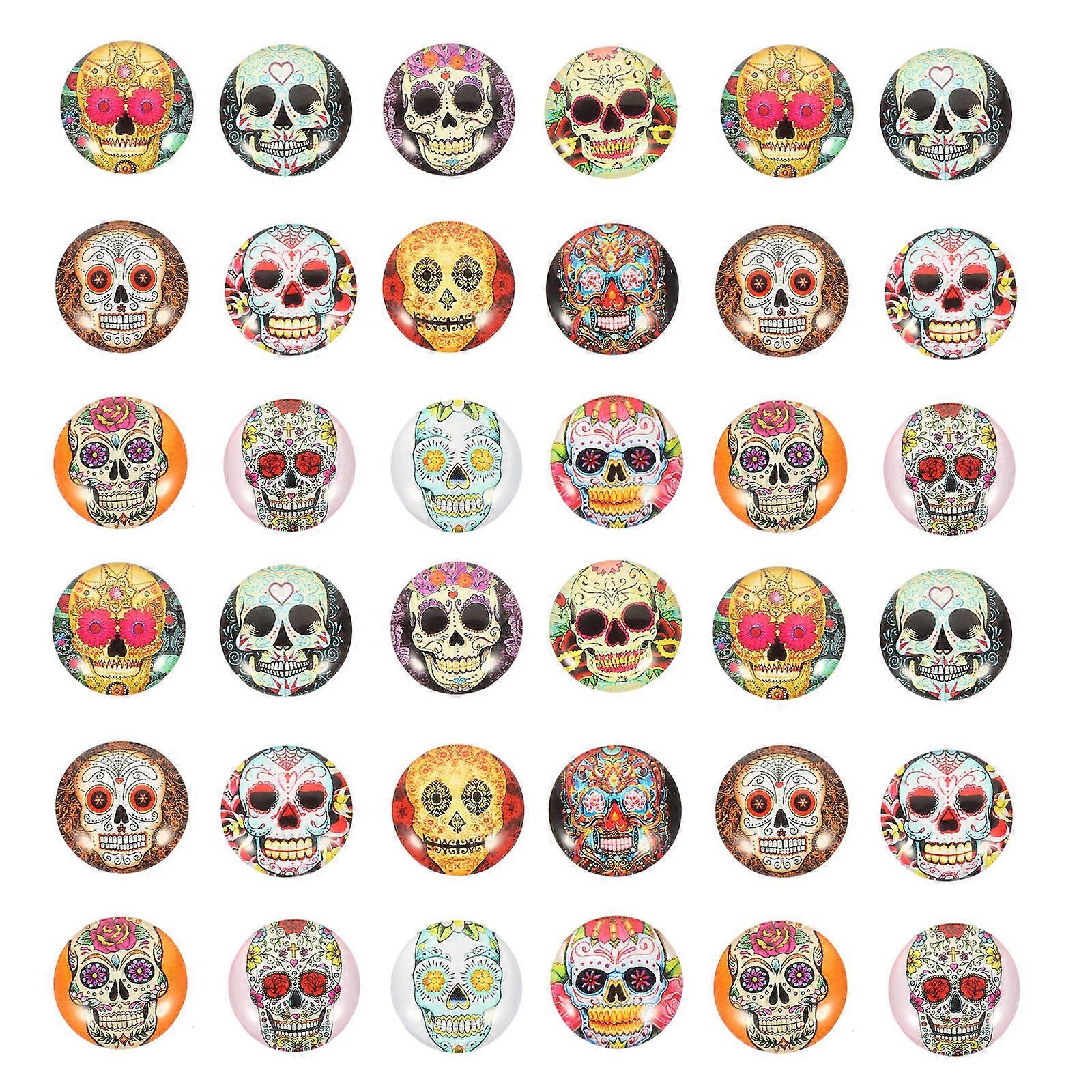 Skull Gemstone Cabochons For DIY Crafts 1.8X1.8cm Assorted Color 100Pcs