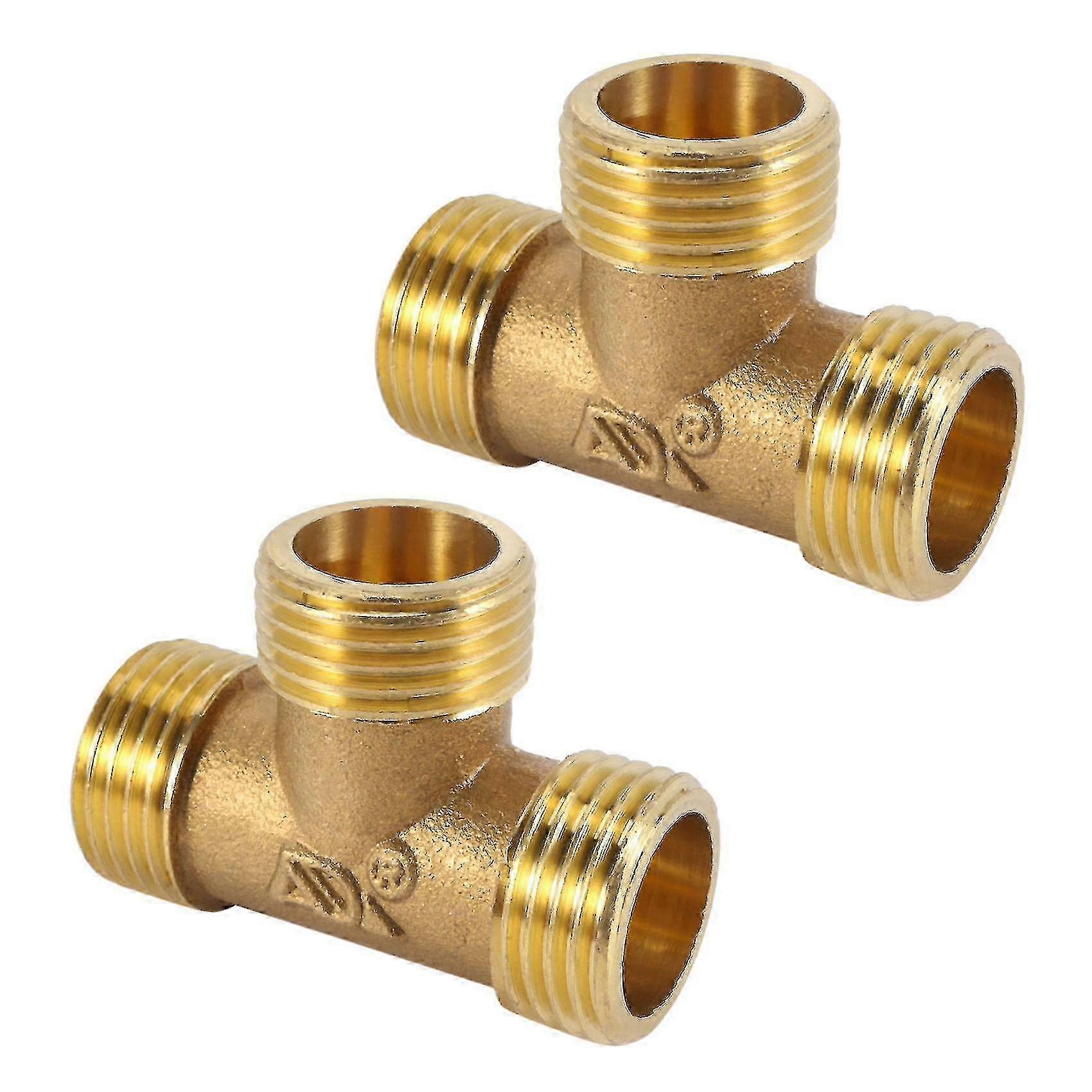 2x Messing T-Form Wasser Kraftstoffleitung Gleicher männlicher T-Adapter-Steckverbinder 1/2 Zoll Gewinde SZRH A-S