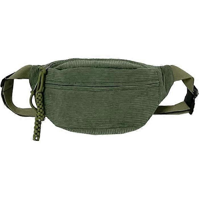 Bum Bag - Women - Corduroy - Green - Shoulder Strap - Adjustable Size