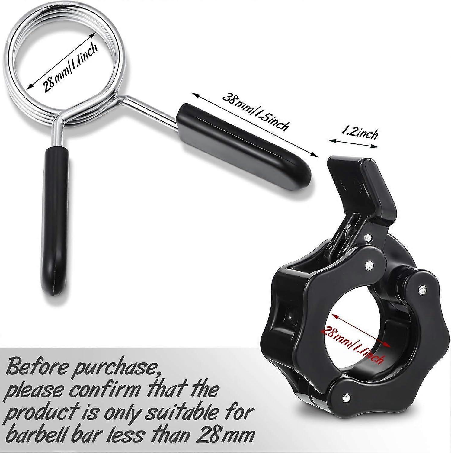 2 Pcs Spring Collar Clips Barbell Locking Clips and 2 Pcs Barbell Collars and