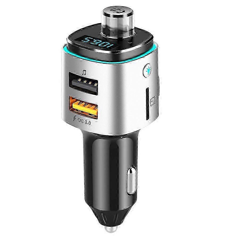 2025 Bluetooth Fm Transmitter Compatible With Car, 7 Color Led Backlit Bluetooth Car Adapter With Qc3.0 Cha