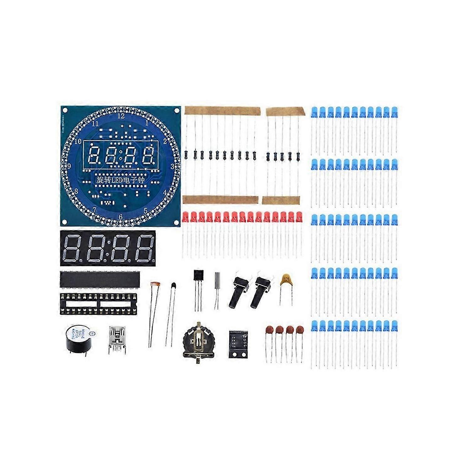 Electronic Digital Clock Kit C51 Microcontroller Learning Board DS1302 Rotating LED Display Module D