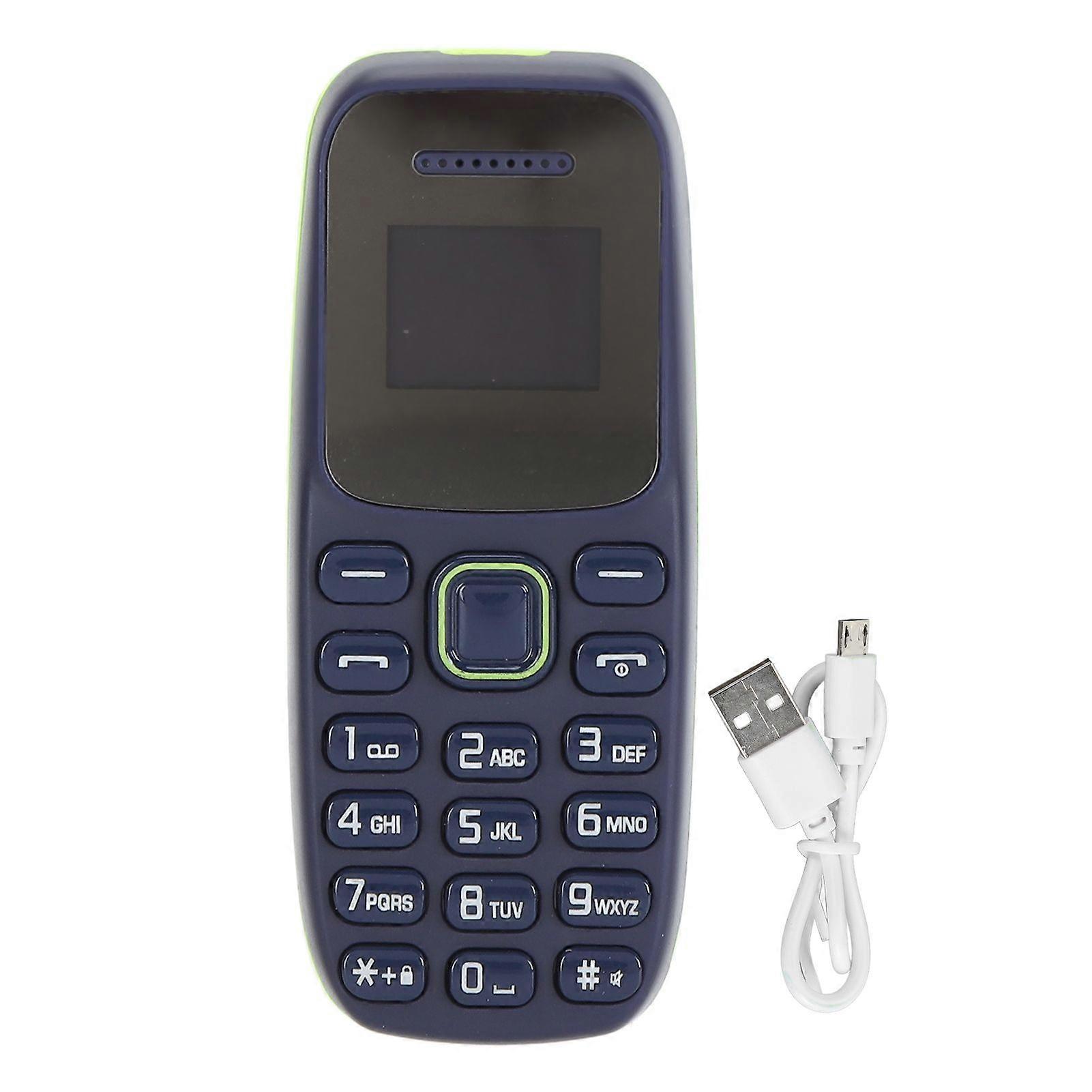 2G Phone Unlocked for Elderly 0.66 Inch Dual SIM GSM Mini Phone Music Player Bluetooth Earphone Big Button Multi Language Support 380mAh Blue