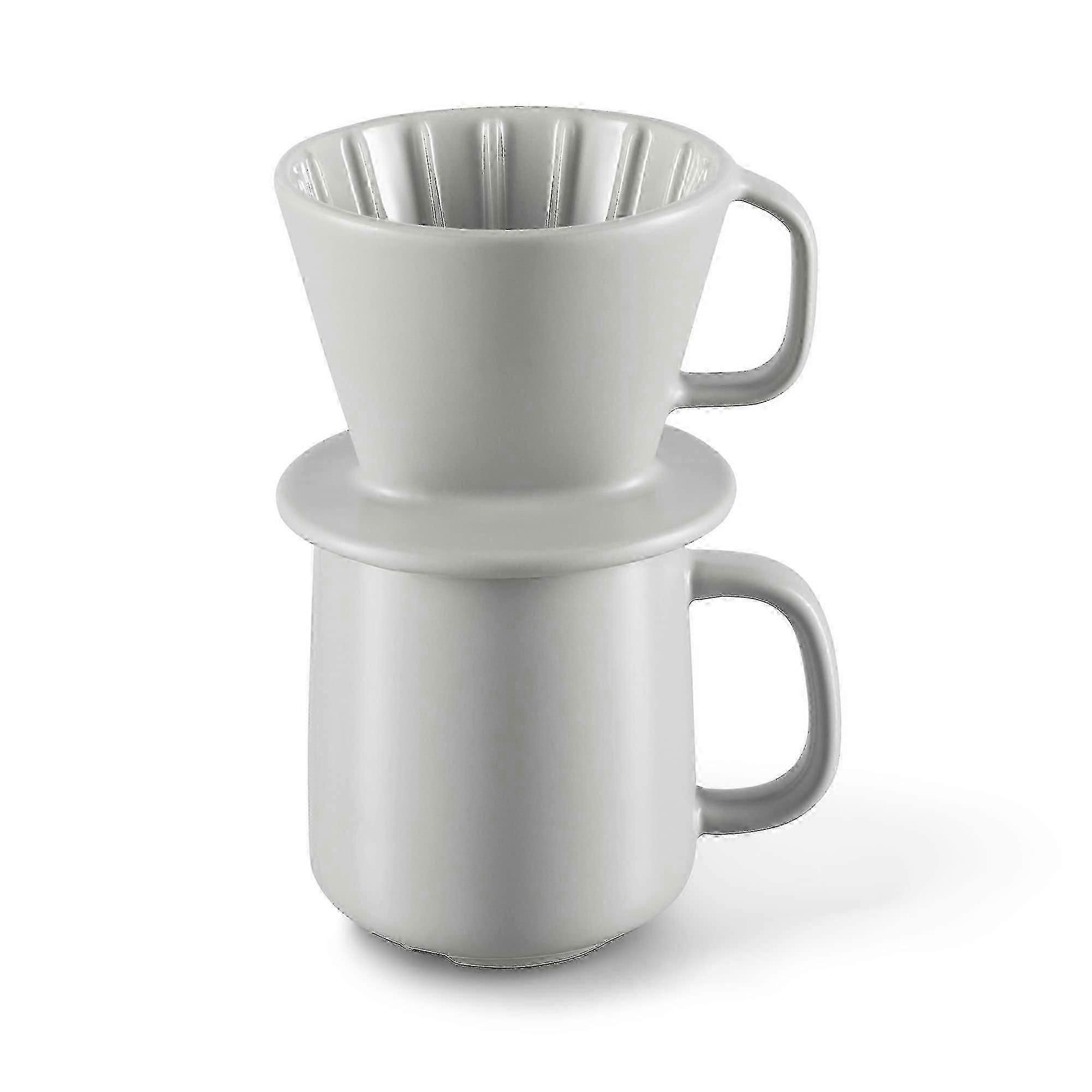 Ceramic Coffee Mug With Built-In Filter For Hand Brewing White Color Design