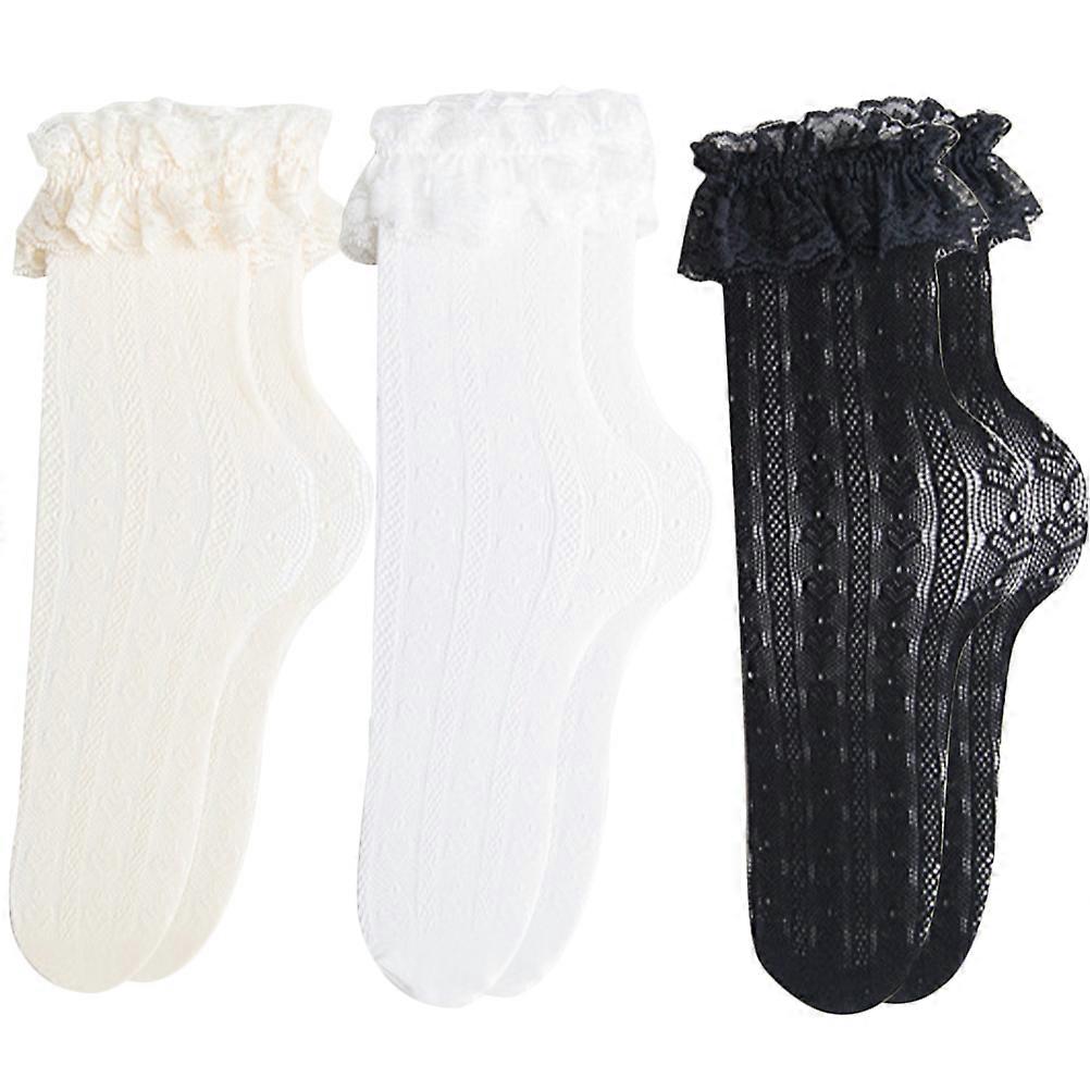Breathable Mesh Socks Women Lace Ankle Stockings for Summer 6Pairs Set