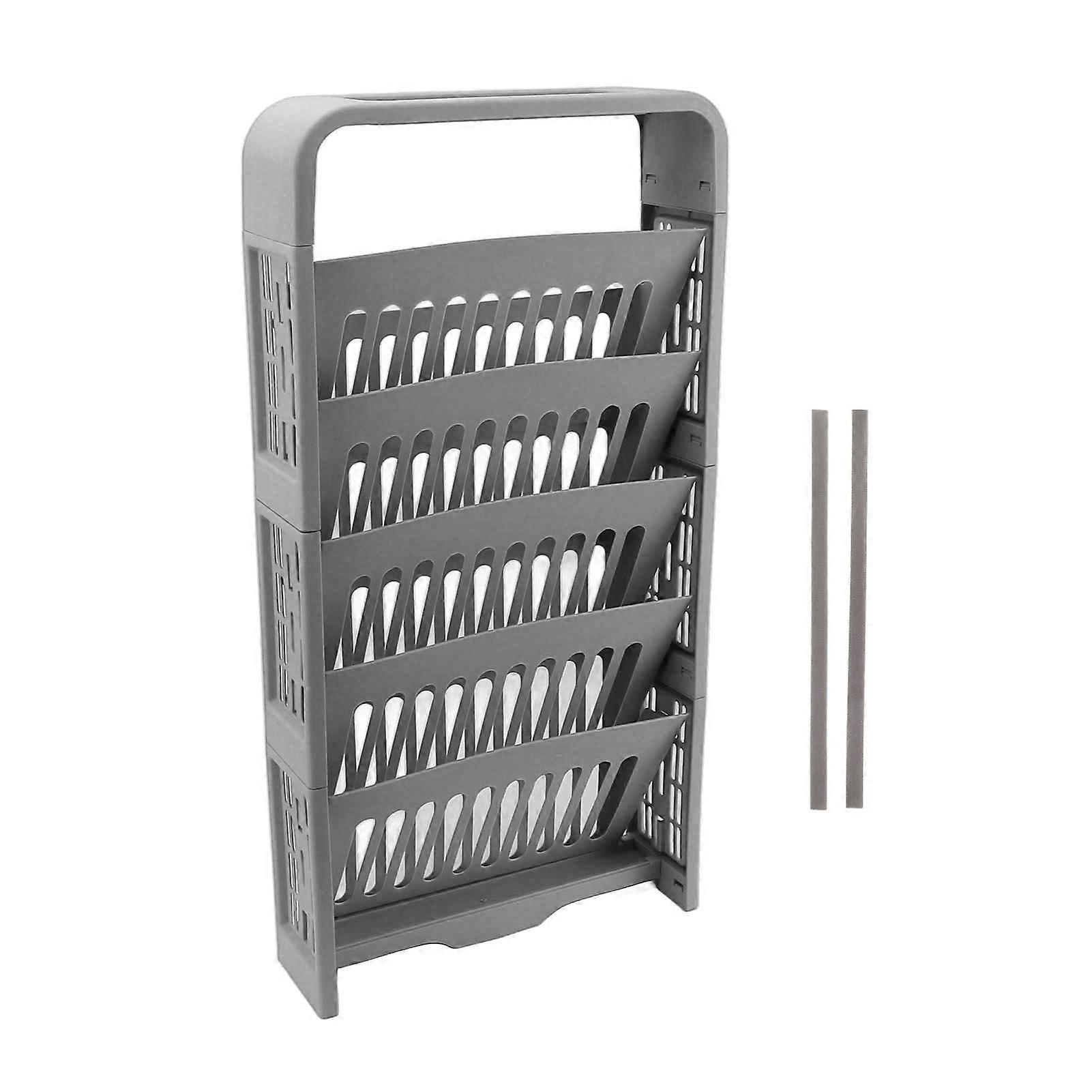 5 Tier Book Rack Large Capacity Compact Sturdy Durable Storage Bookshelf With Stationery Box for Classroom Home Gray