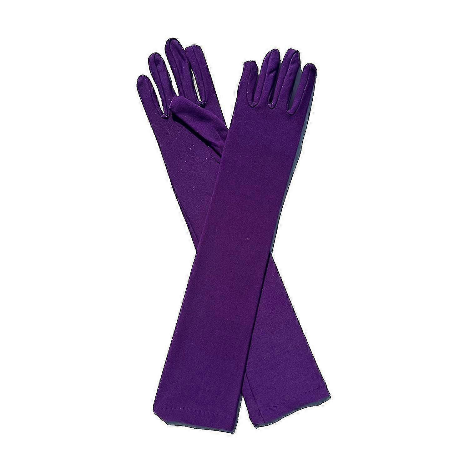 1 Pair Long Gloves Solid Color Super Soft High Elastic Friendly to Skin Fade-Resistant Decorative