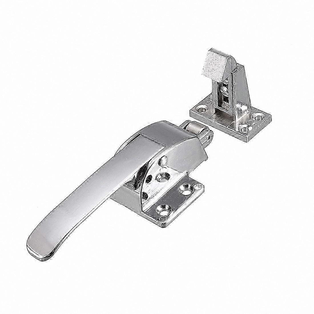 Silver Spring-Loaded Freezer Door Handle with Adjustable Latch for Cooler Walk-In Grip