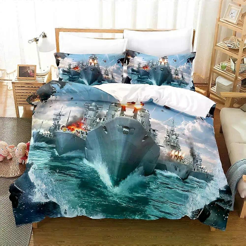 PIN1957 3D-utskrift Spel World of Warships Sängkläder Set Påslakan Påslakan Påslakan Örngott Täcke King Queen Size Pojkar Vuxen