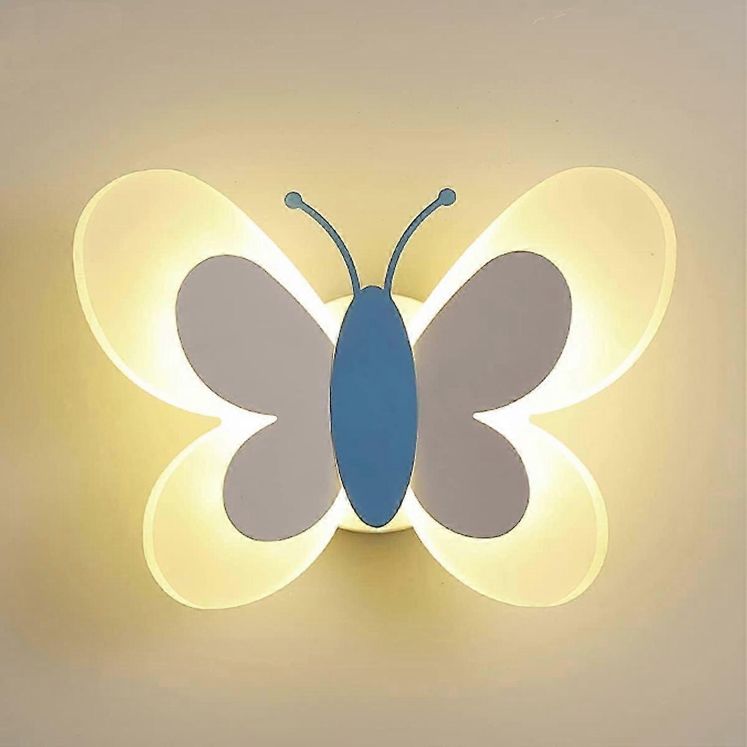 Nowoczesna lampa ścienna LED do pokoju dziecięcego, ściemnialna lampa ścienna motyl do przedpokoju do sypialni dziecięcej, kreatywna naścienna akrylowa ciepła biel N