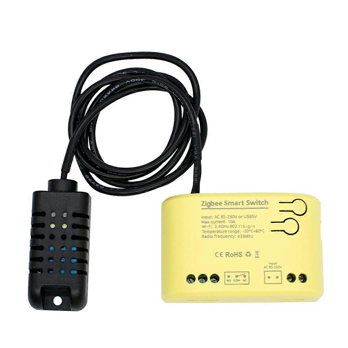 Zigbee Smart Switch Temperature Humidity Sensor 1CH Relay Controller Tuya Smart Life APP Wireless C