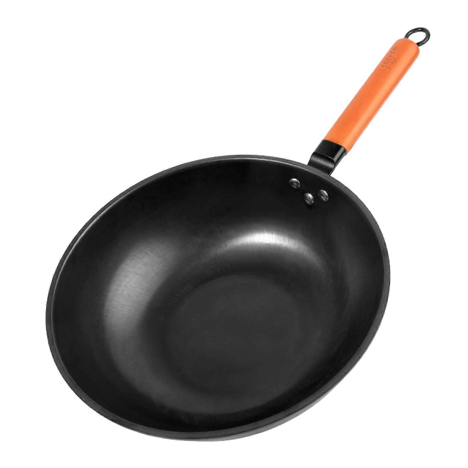 Iron Wok NonStick Pan Traditional Handmade Cookware Induction Compatible For Gas And Induction Cookers