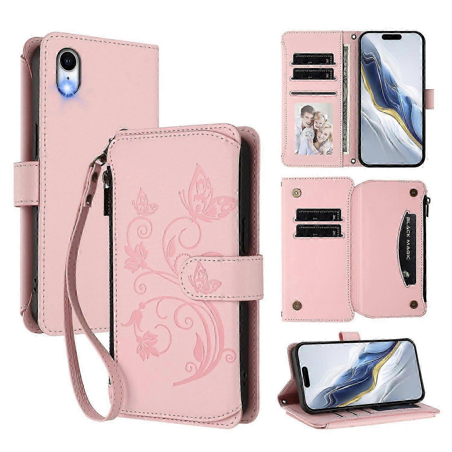 Zipper Wallet Leather Phone Case For iPhone XR 2025