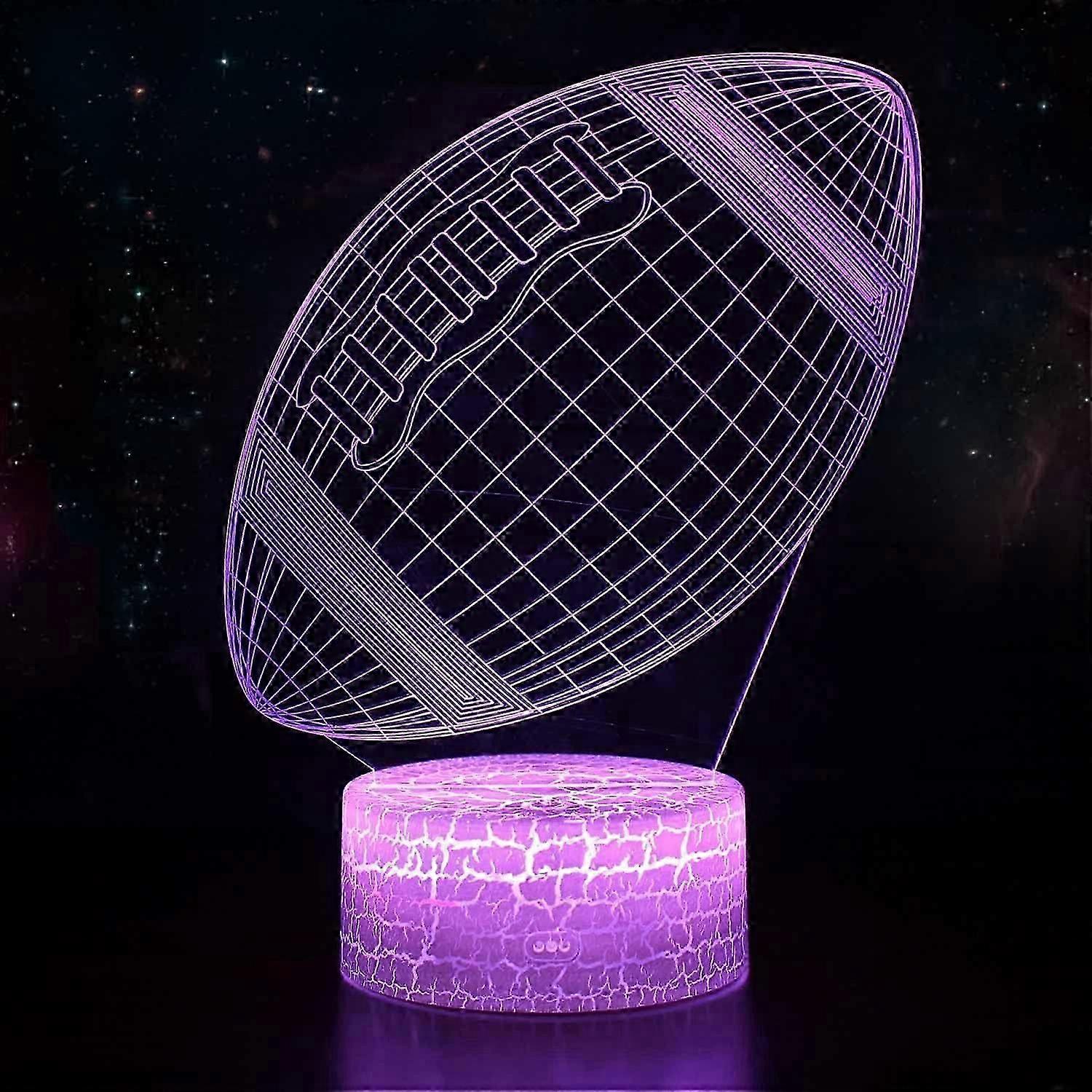 Inouril 3D Effect Lamp Illusion LED Night Lights Remote Controlled 16 Colors Game Theme Desk Table Nightstand Light(Rugby)