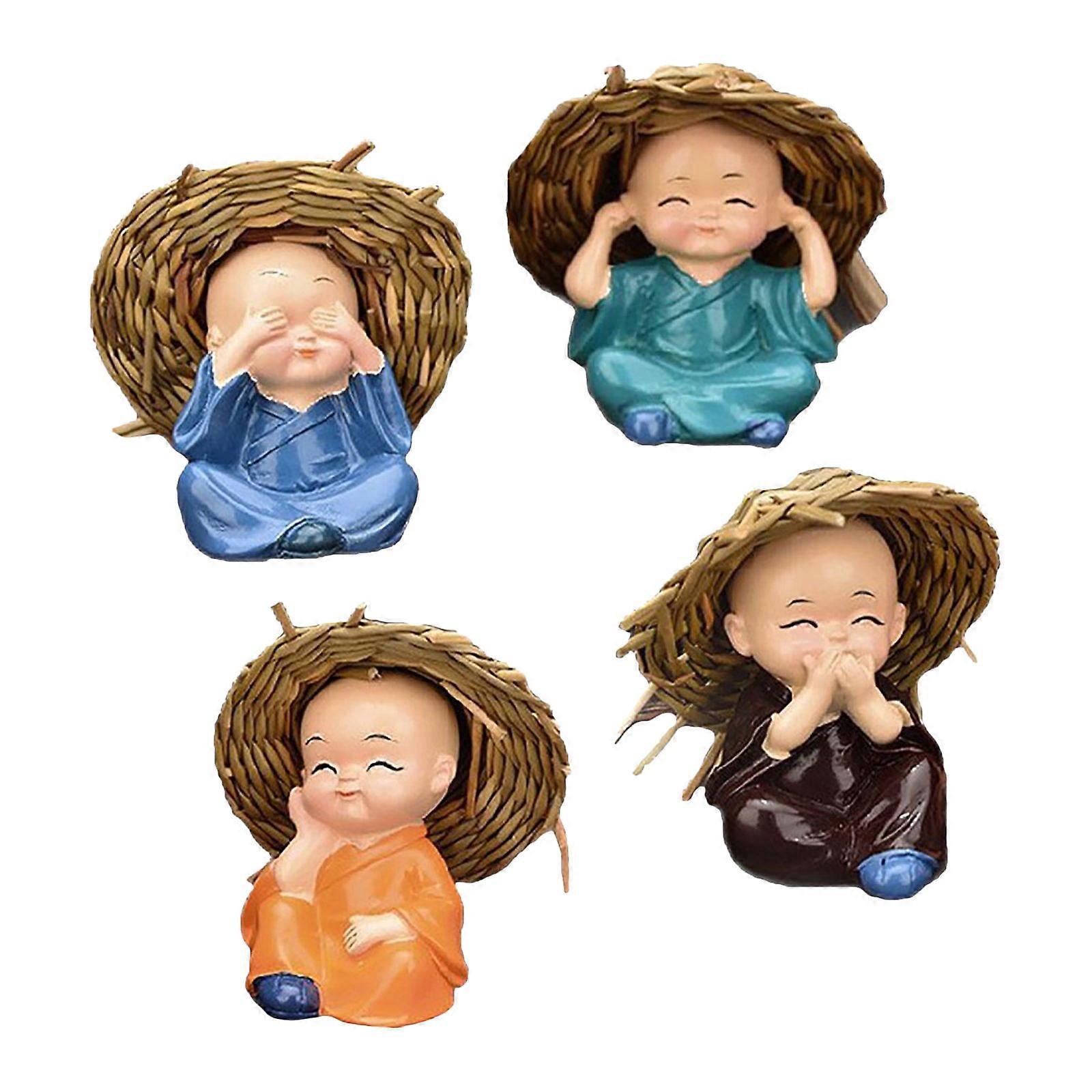 Car Decorations Small Monk Ornament for Dashboard 12Pcs Decorative Figurines