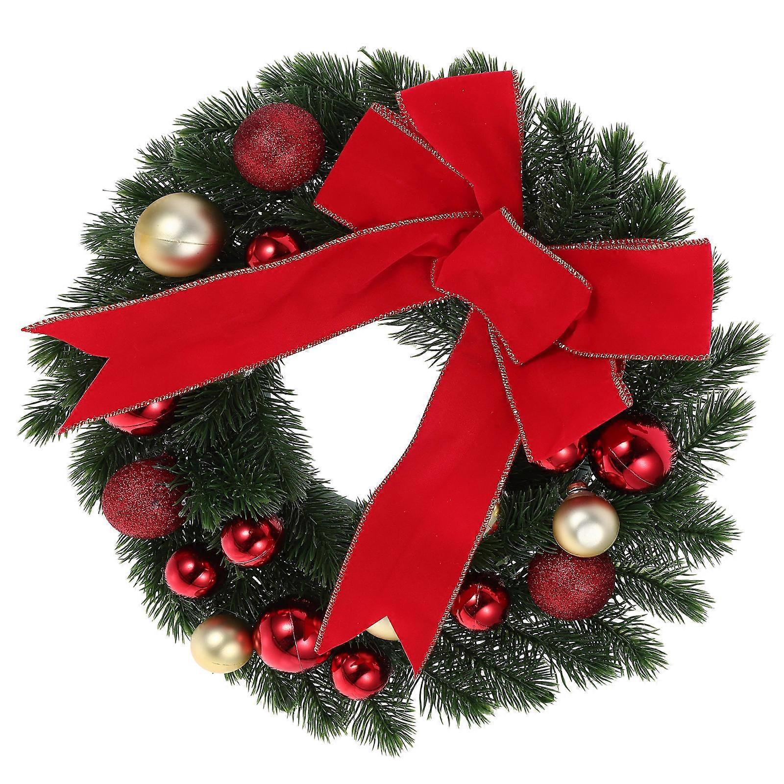 Christmas Door Wreath Green Bow Flower Decoration 3Pcs Set