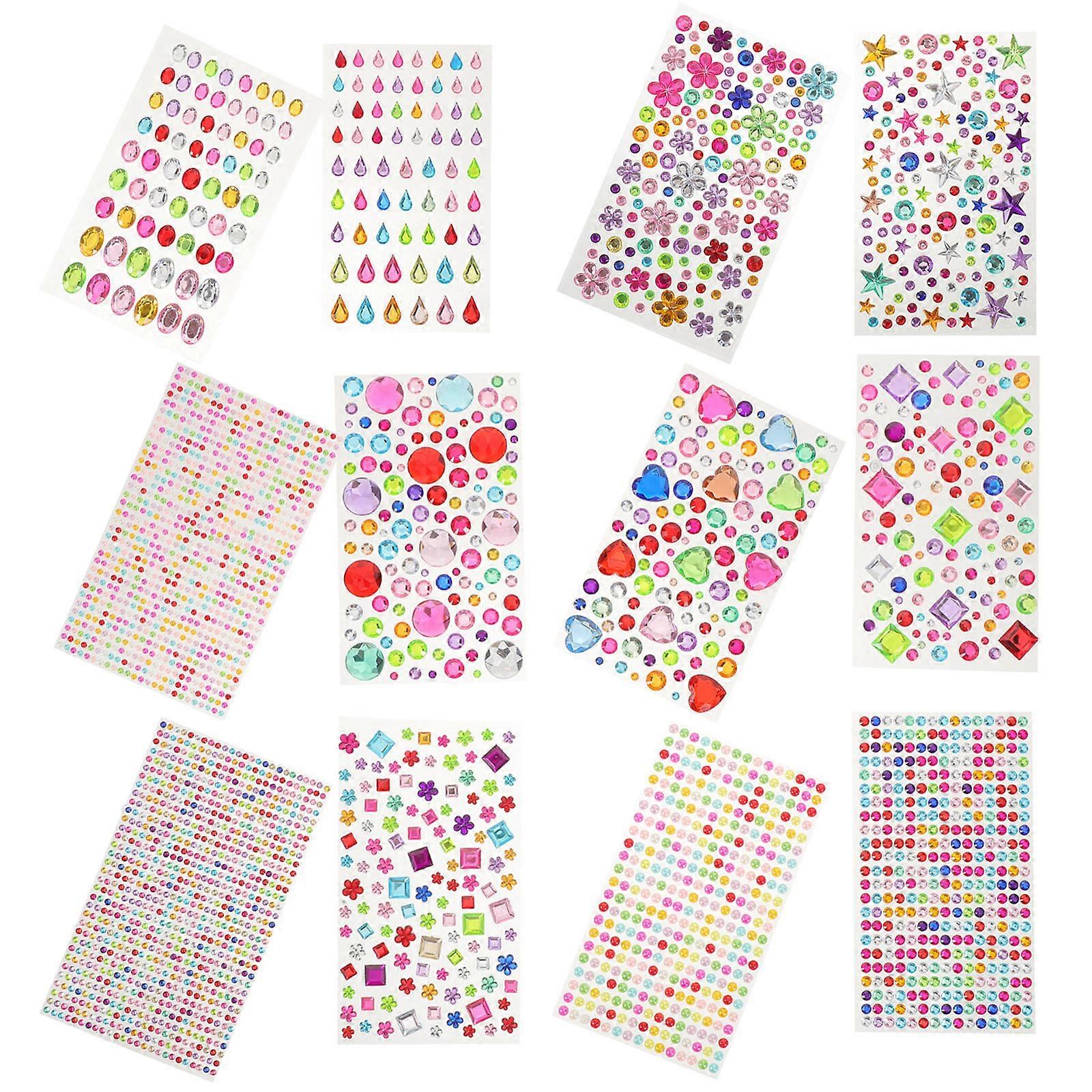 Rhinestone Sticker Sheet Acrylic for Crafts 60 Sheets Adhesive Gems