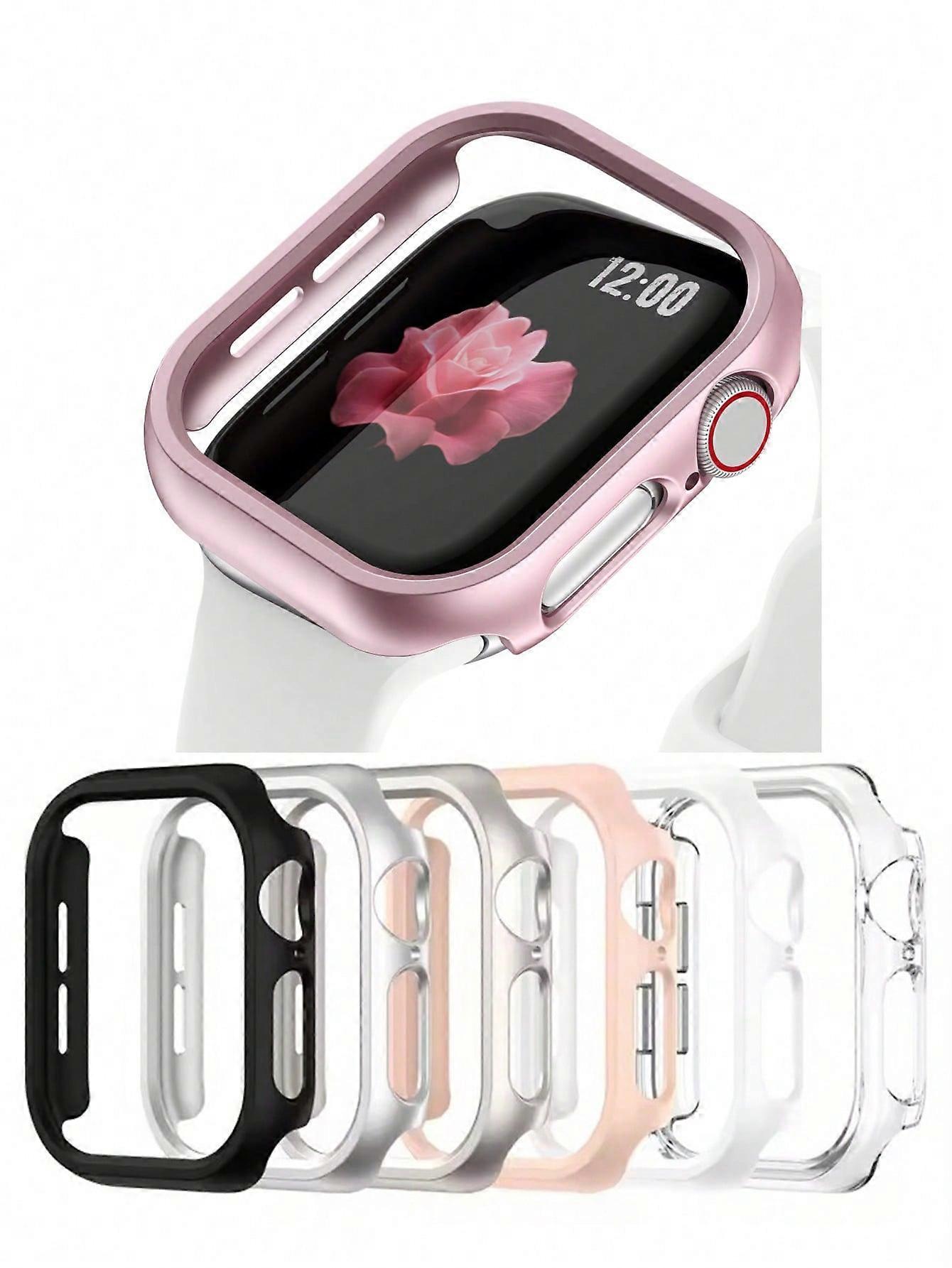 4pcs Hard PC Case Compatible With Apple Watch 46mm 42mm 45mm 41mm 40mm 44mm Matte Bumper Protective Case Frame For IWatch10 9 SE 8 7 6 5 4 3 2 1