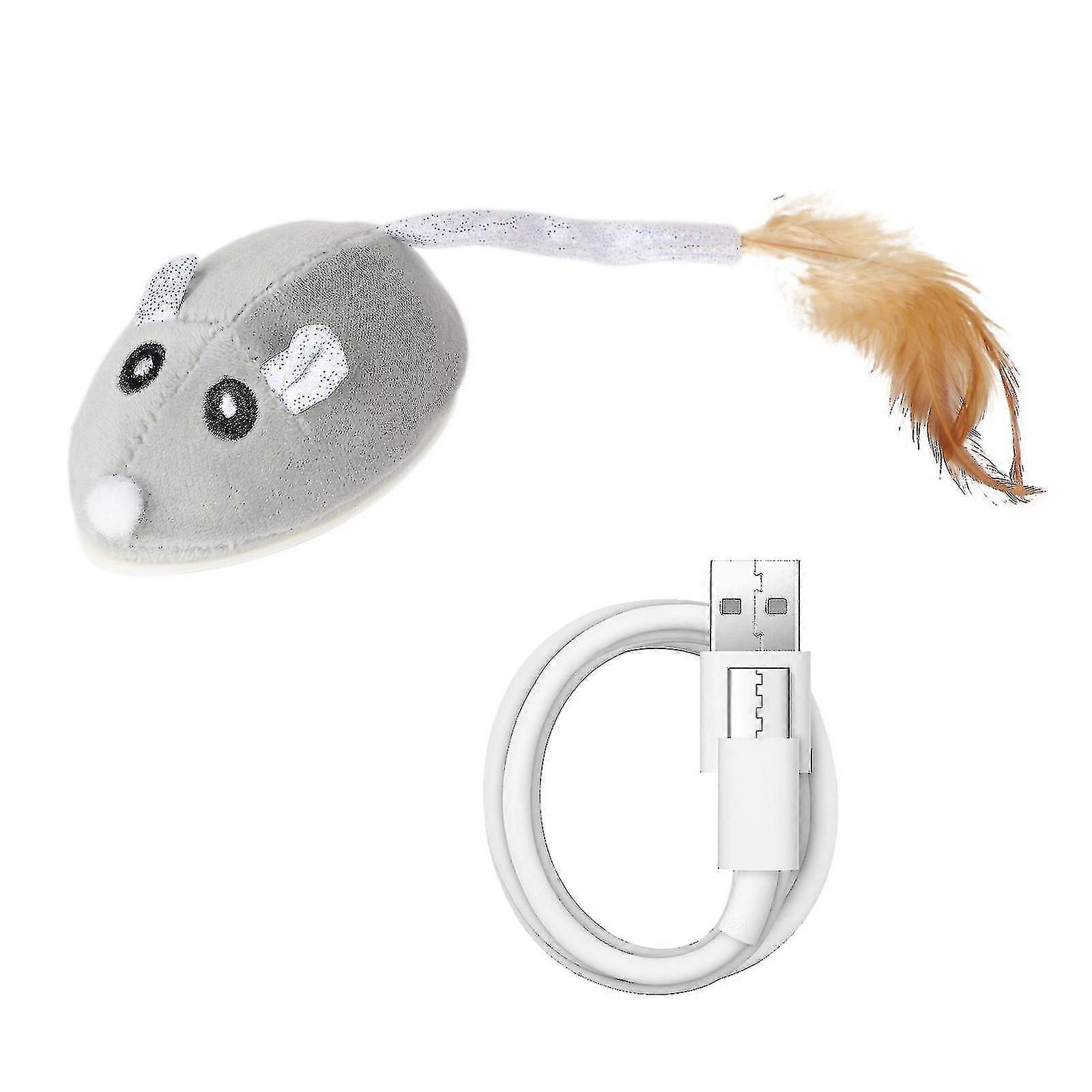 Interactive Cat Mouse Toy, Automatic Robotic Mice Toy With Feather Wand, Electric Ball Toy, Usb Rechargeable