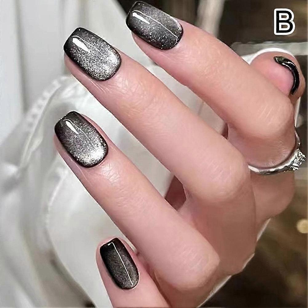 24-Piece Cat Eye False Nails Kit with Adjustable Fit for Elegant DIY Manicures at Home