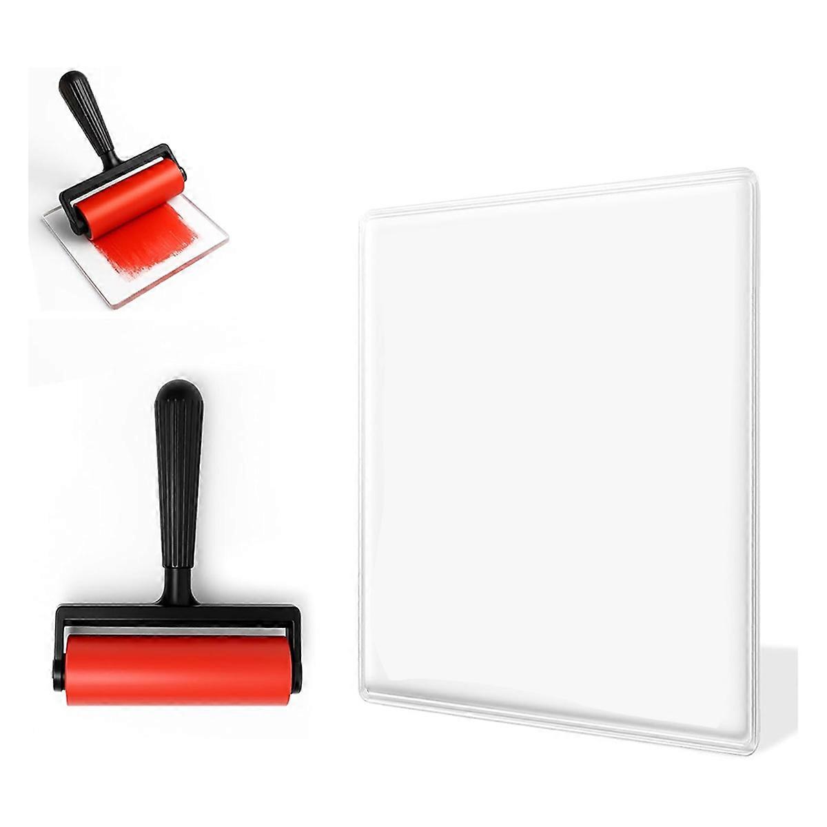 Gel Printing Pad with Brush - Reusable Gel Plate for Monoprinting, Stamping & Texture for Beginners,
