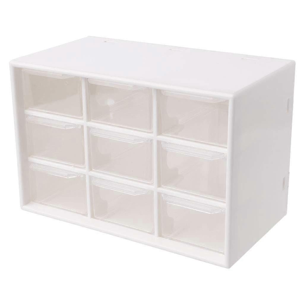 9 Drawer Plastic Storage Cabinet Desktop Make Up Bin Box Jewellery Organiser White