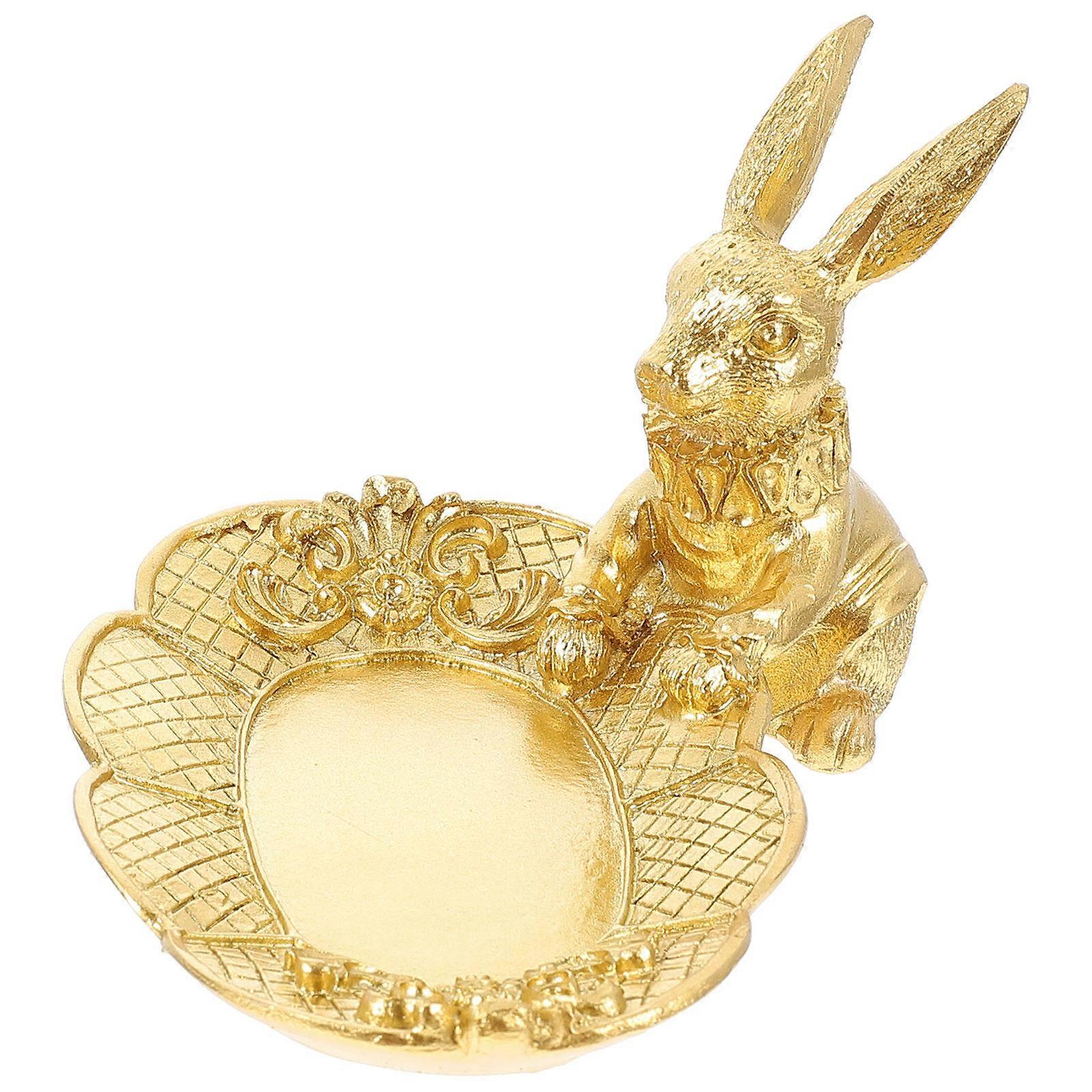 European Style Jewelry Tray Bunny Design for Storage Use 2Pcs Resin Material
