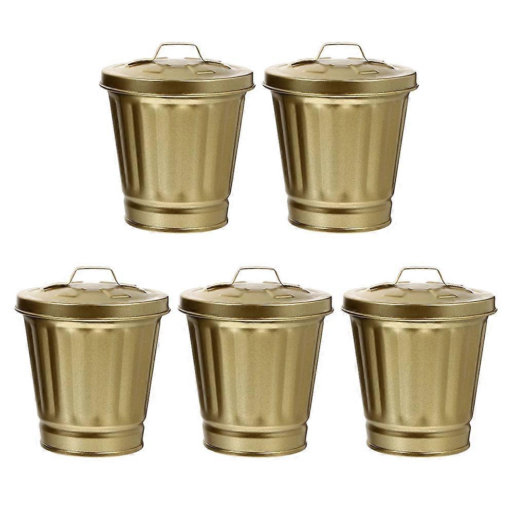 Desktop Mini Trash Bin Tabletop Garbage Holder for Storage Use 10Pcs Gold