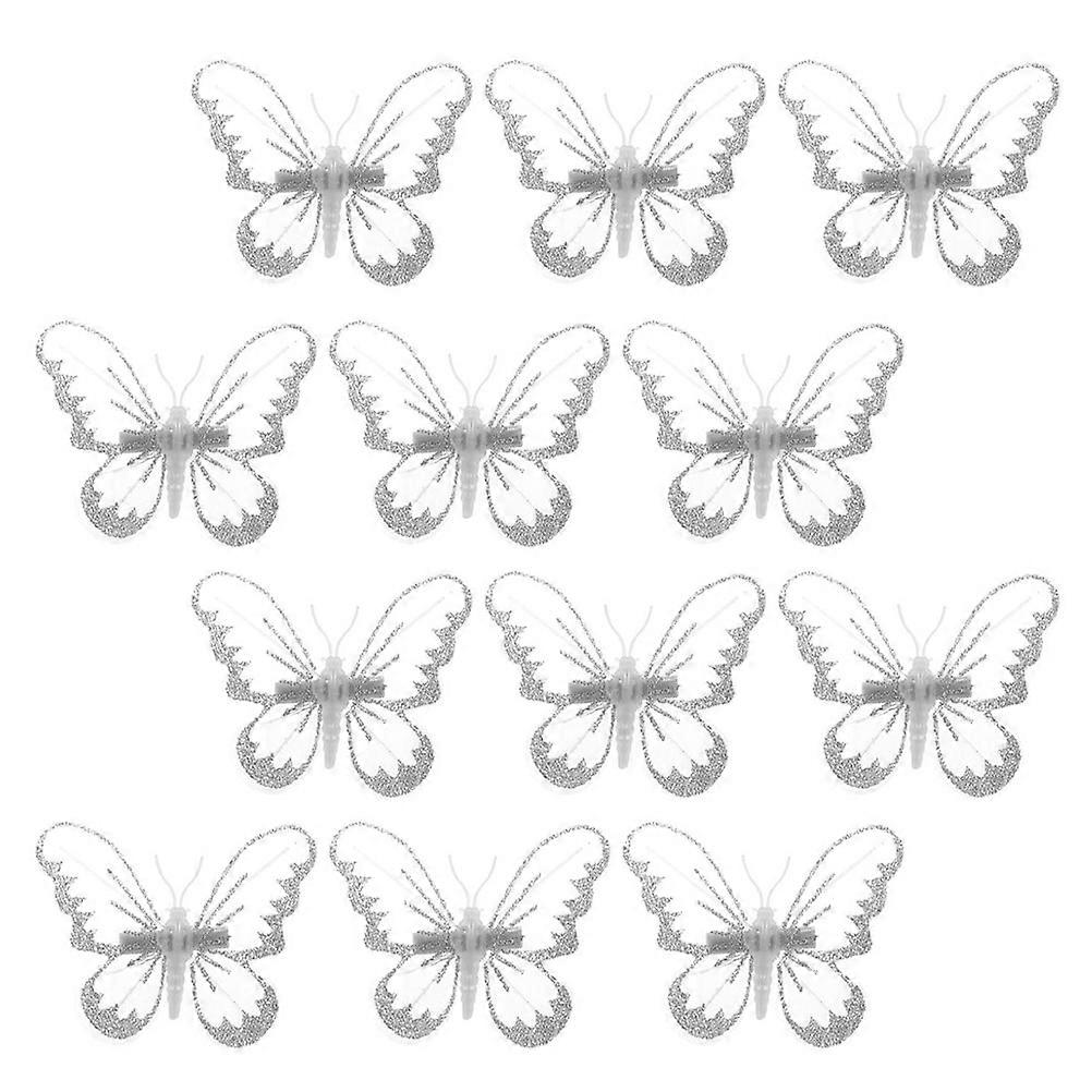DIY Crafting Accessory White Butterflies with Clip 36Pcs Fabric Butterflies