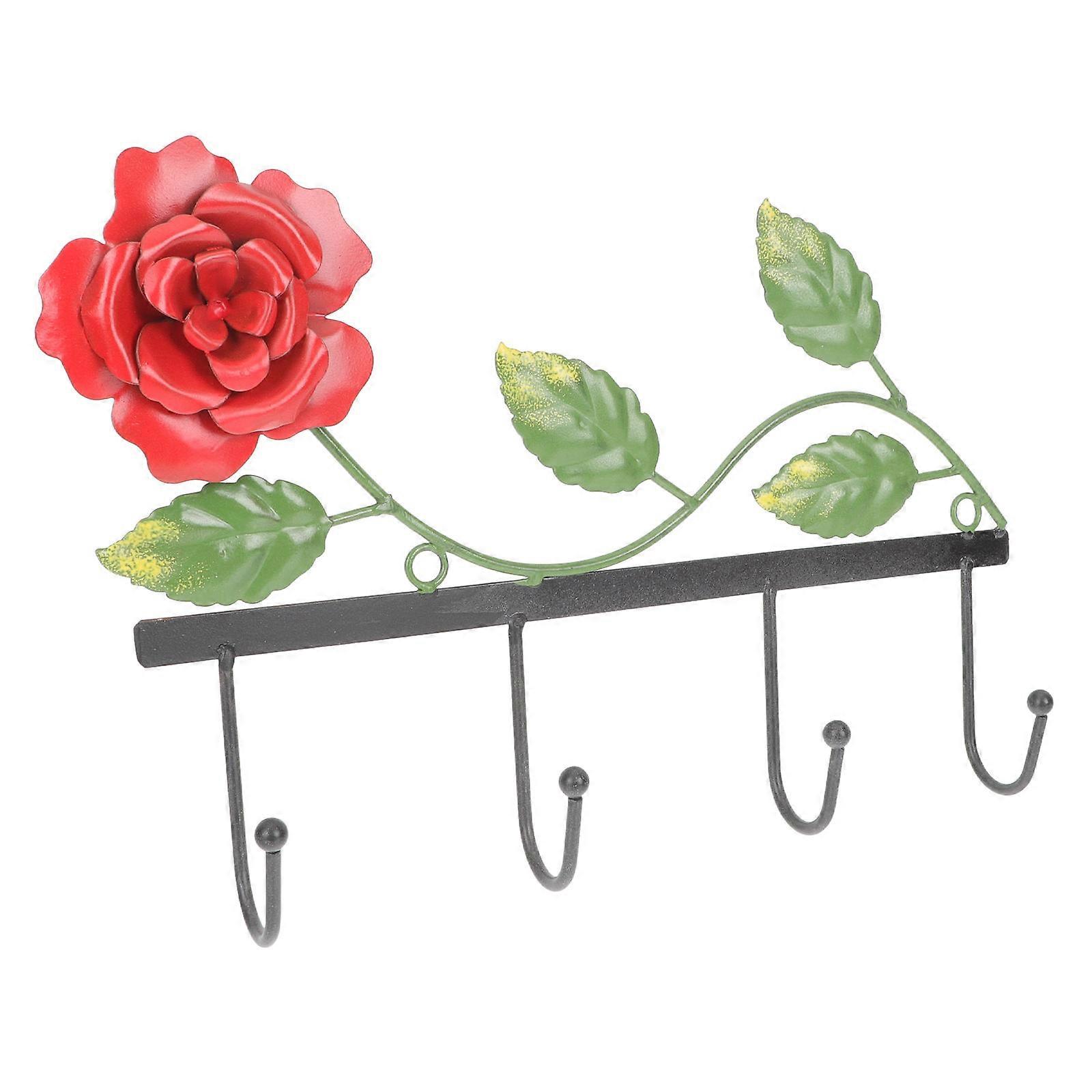 Iron Rose Hanging Hook Practical Coat Hook for Home Red Iron
