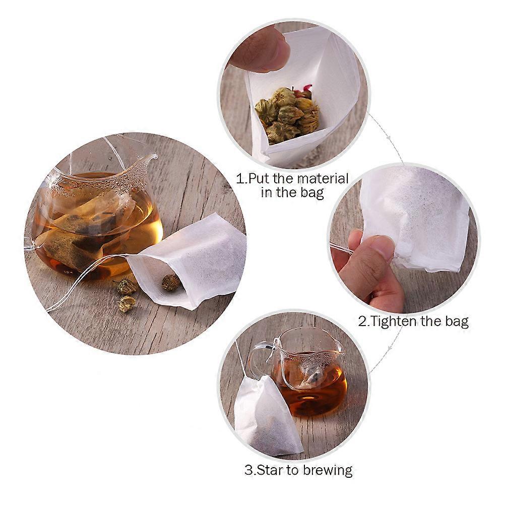 Disposable Tea Bag Drawstring Design Daily Use 7cm x 5cm White Sealing 100Pcs