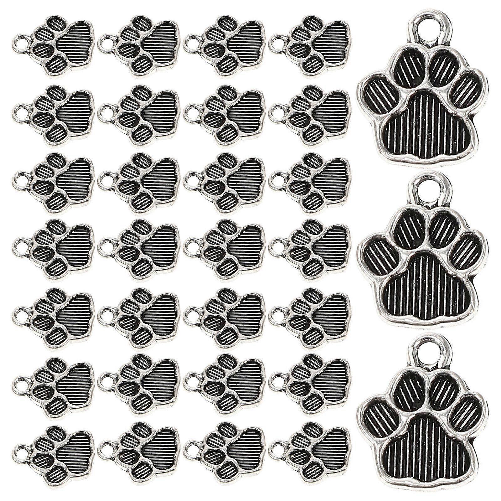 200Pcs Silver Dog Paw Charms For DIY Jewelry Making Handicrafts Suitable For Crafting Projects