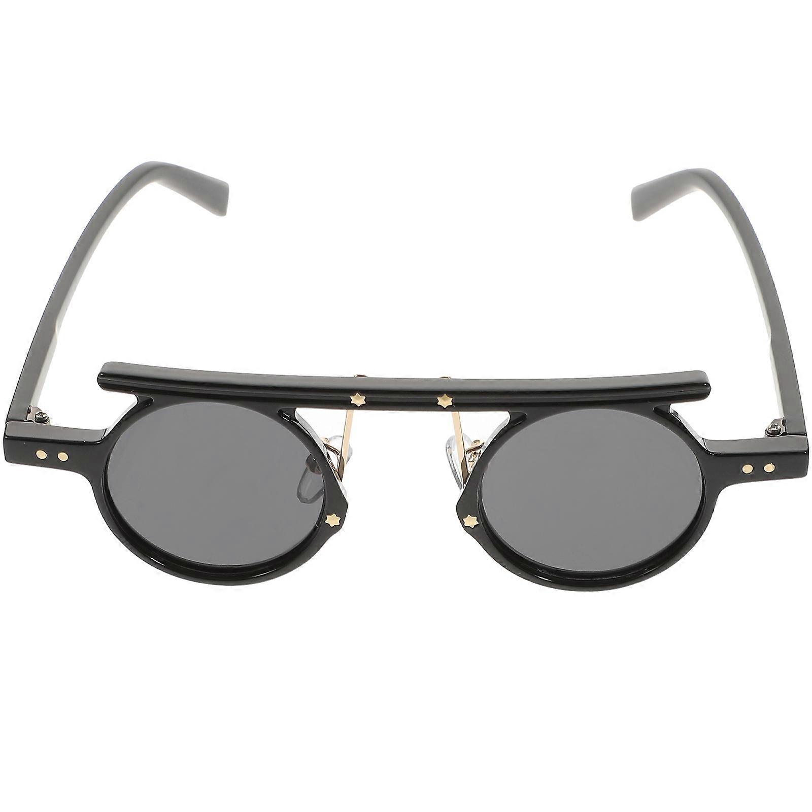 Women's Sunglasses Retro Round for Decor Black Durable Pc Material
