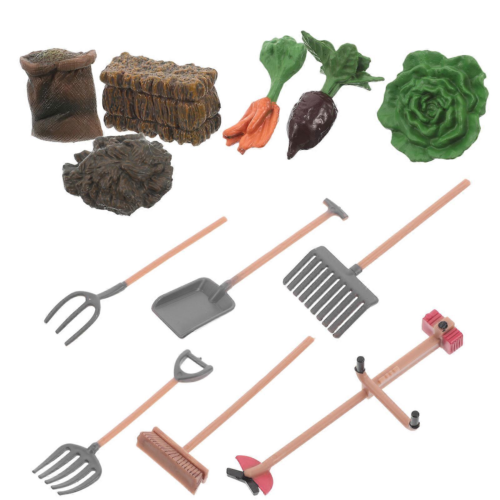 Miniature Farm Scene Tool Set for Creative Play 2Sets Plastic Accessories
