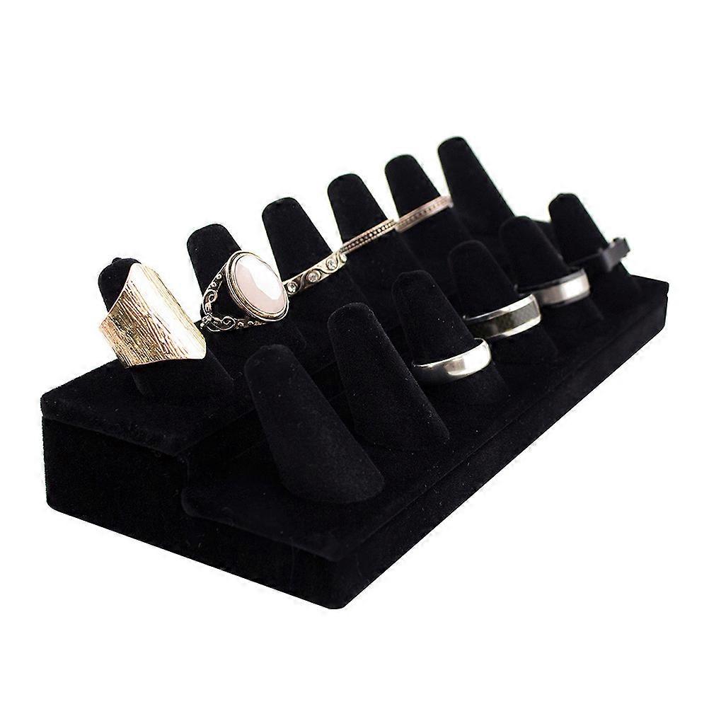 Rings Display Stand Jewelry Organizer Tray 21x9x6.5cm Size 2 Flocking 1Set