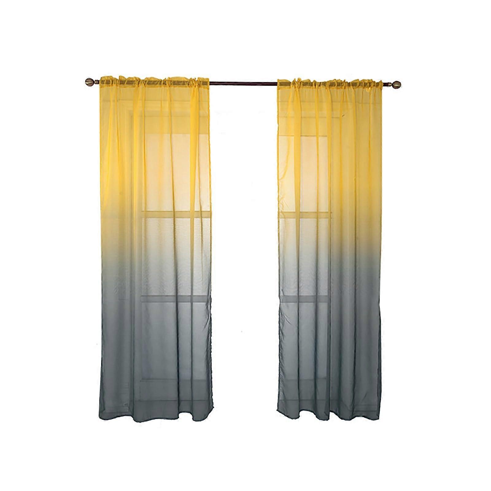 2 Panel Sets Bedroom Curtains Voile Sheer Ombre Rod Pocket Grey 100cm X 200cm Pack Of 2 For Girls Living Room