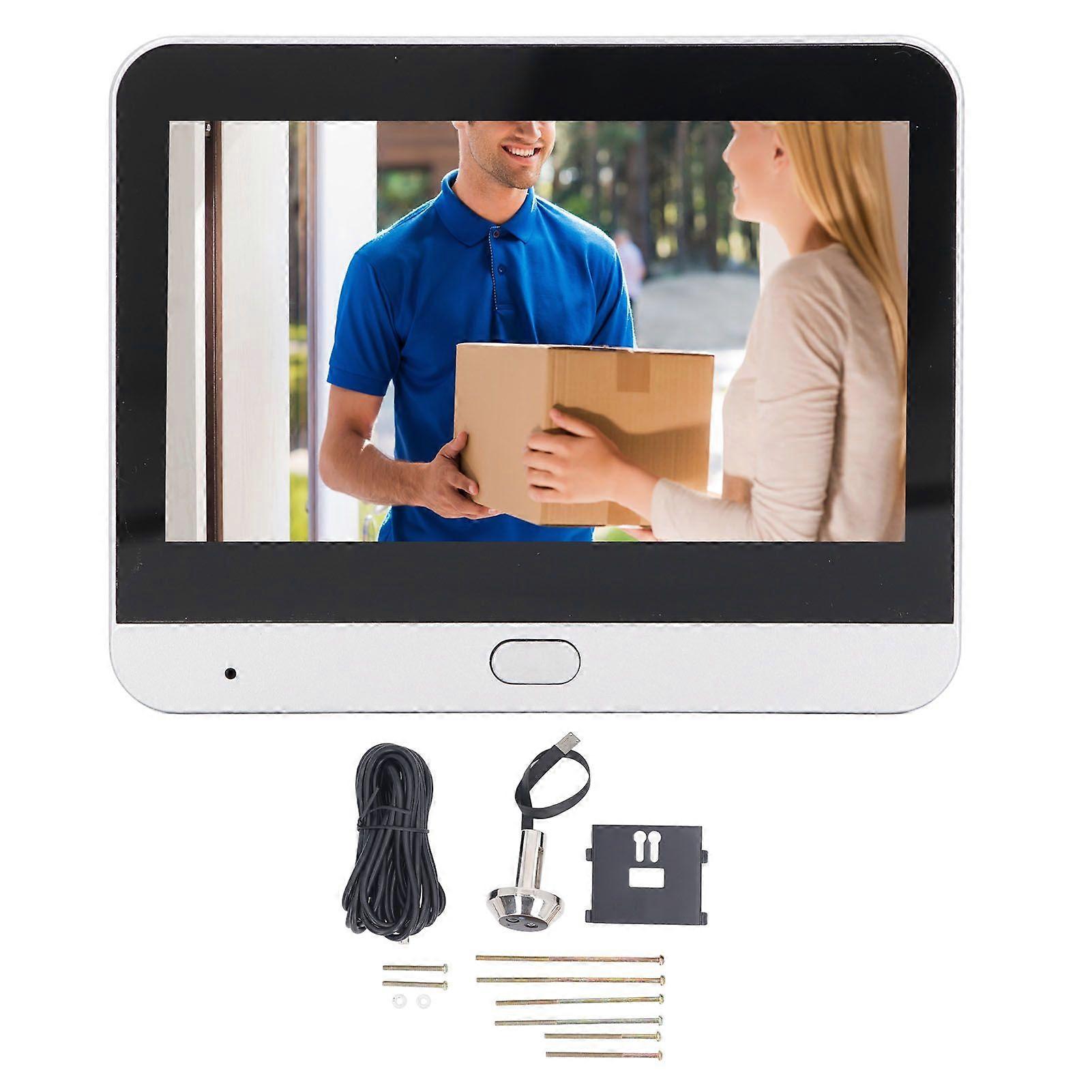 Smart Video Doorbell 4.3in 1080P Wireless 2 Way Intercom PIR Motion Detection Rechargeable WiFi Doorbell Camera