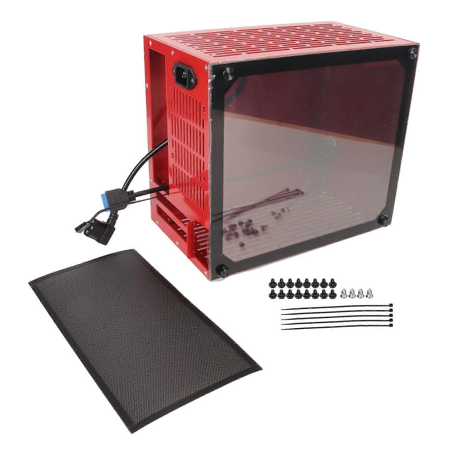 Mini ITX Case Aluminium Alloy Side Vents Anti Slip Foot Pad Fast Cooling Mini PC Case for HTPC Desktop 100240V