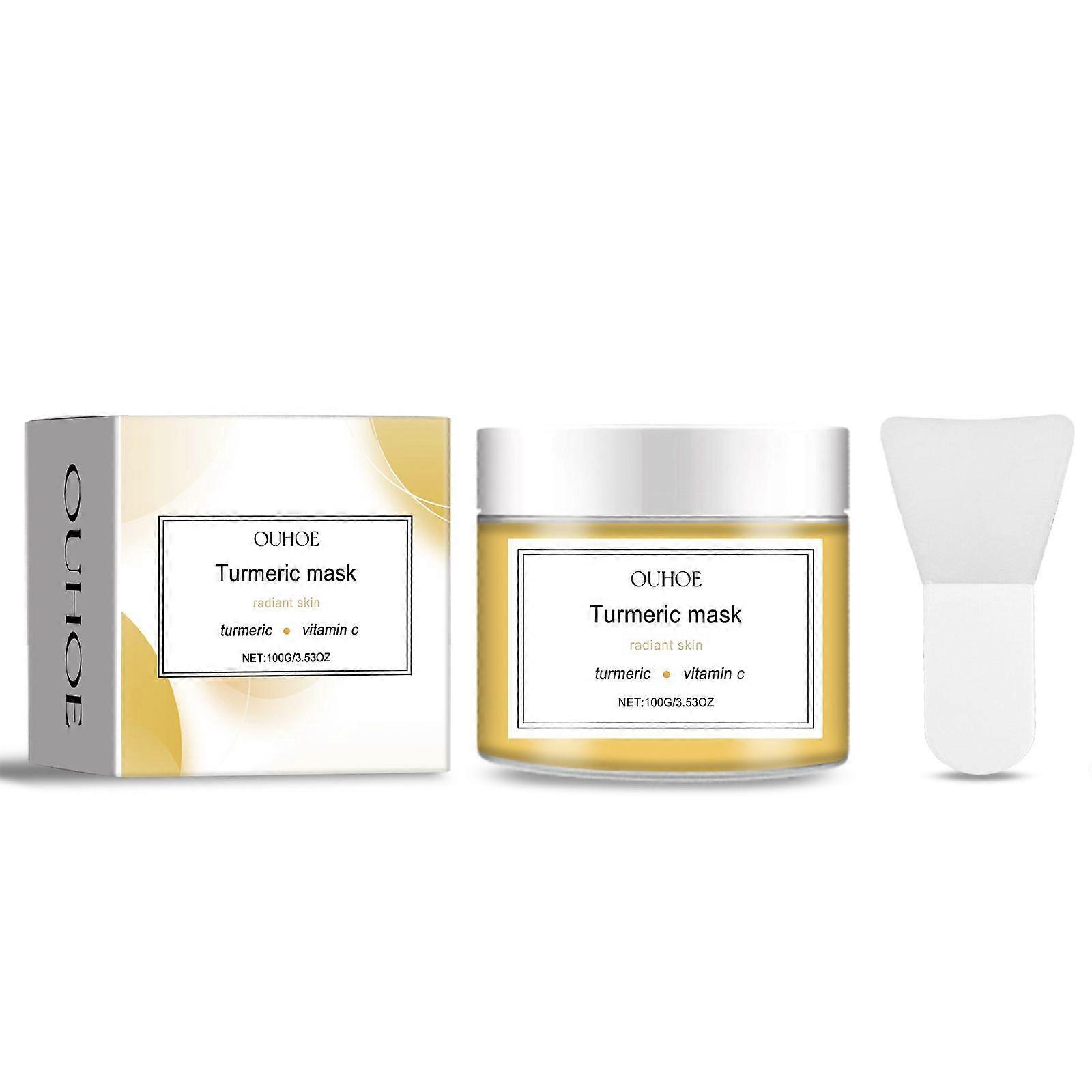 OUHOE Turmeric Whitening Mask, Turmeric Nourish And Lighten Pigment Deep Clean And Moisturizing Skin Care Mask