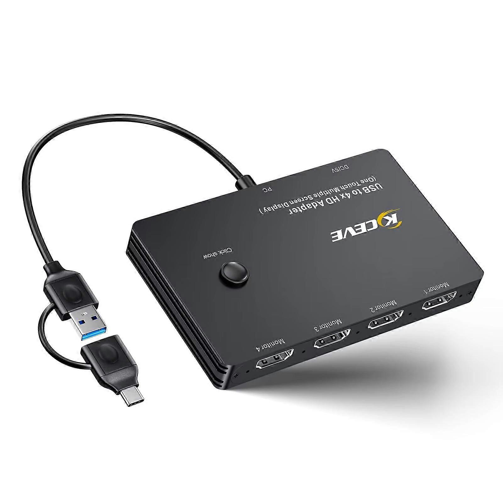 USB / Type-C To 4 HDMI Port Adapter KVM Switch