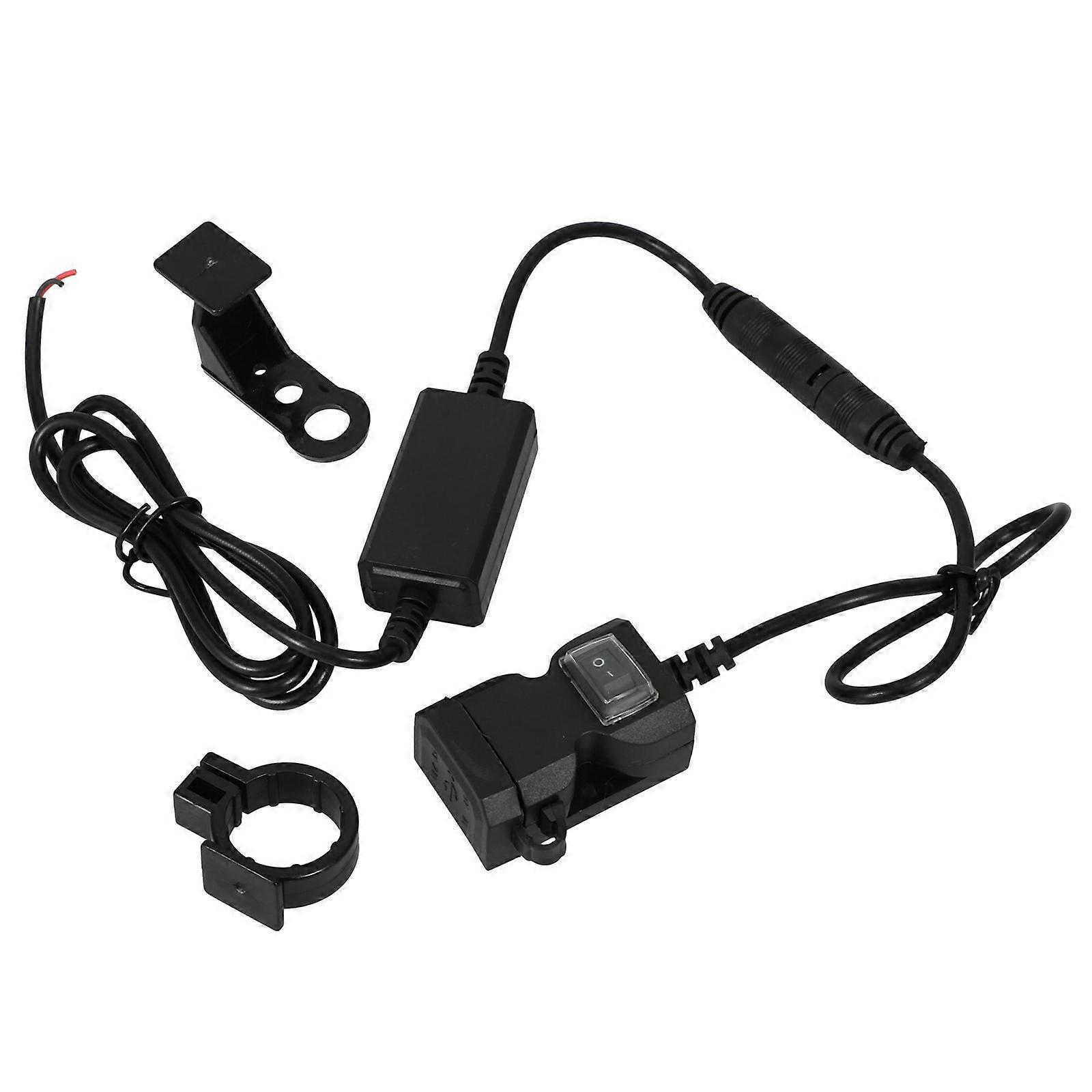 Motorcycle Usb Port Dual Port Charger Fast Charging Compact Handlebar Mount 1Set