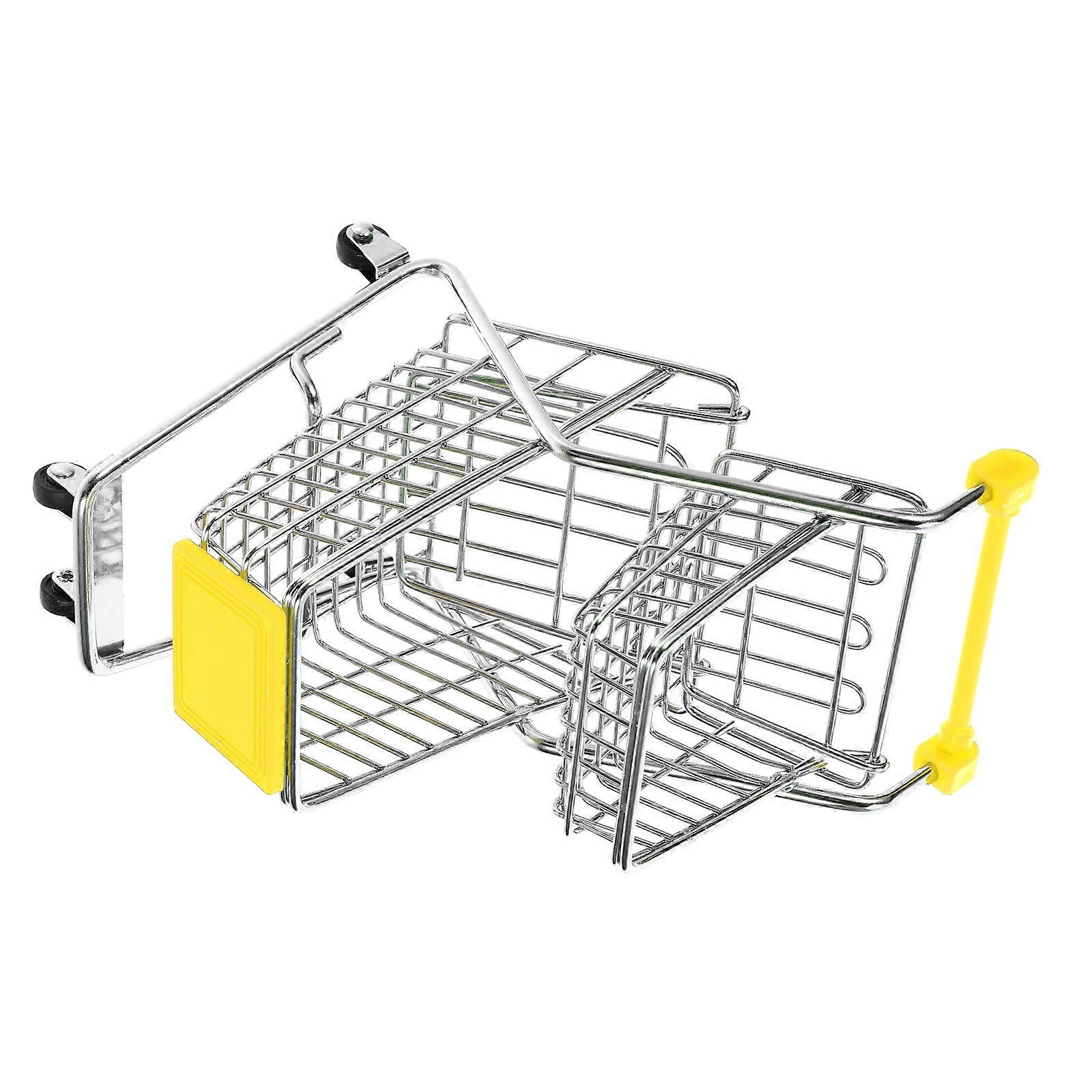 Miniature Shopping Cart Toy Iron Storage for 3Pcs Kids Play Trolley