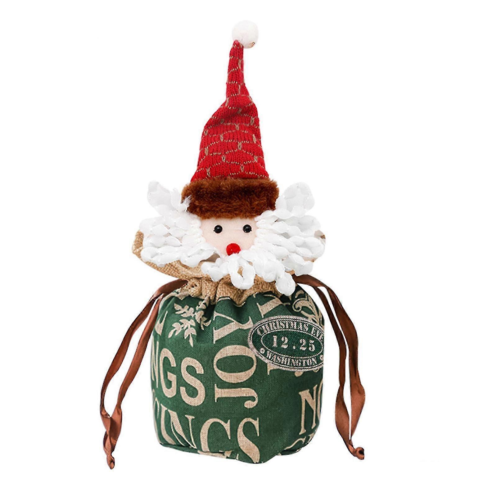 3d Christmas Knitted Drawstring Candy Bag Durable Creative Decorative Plush Box