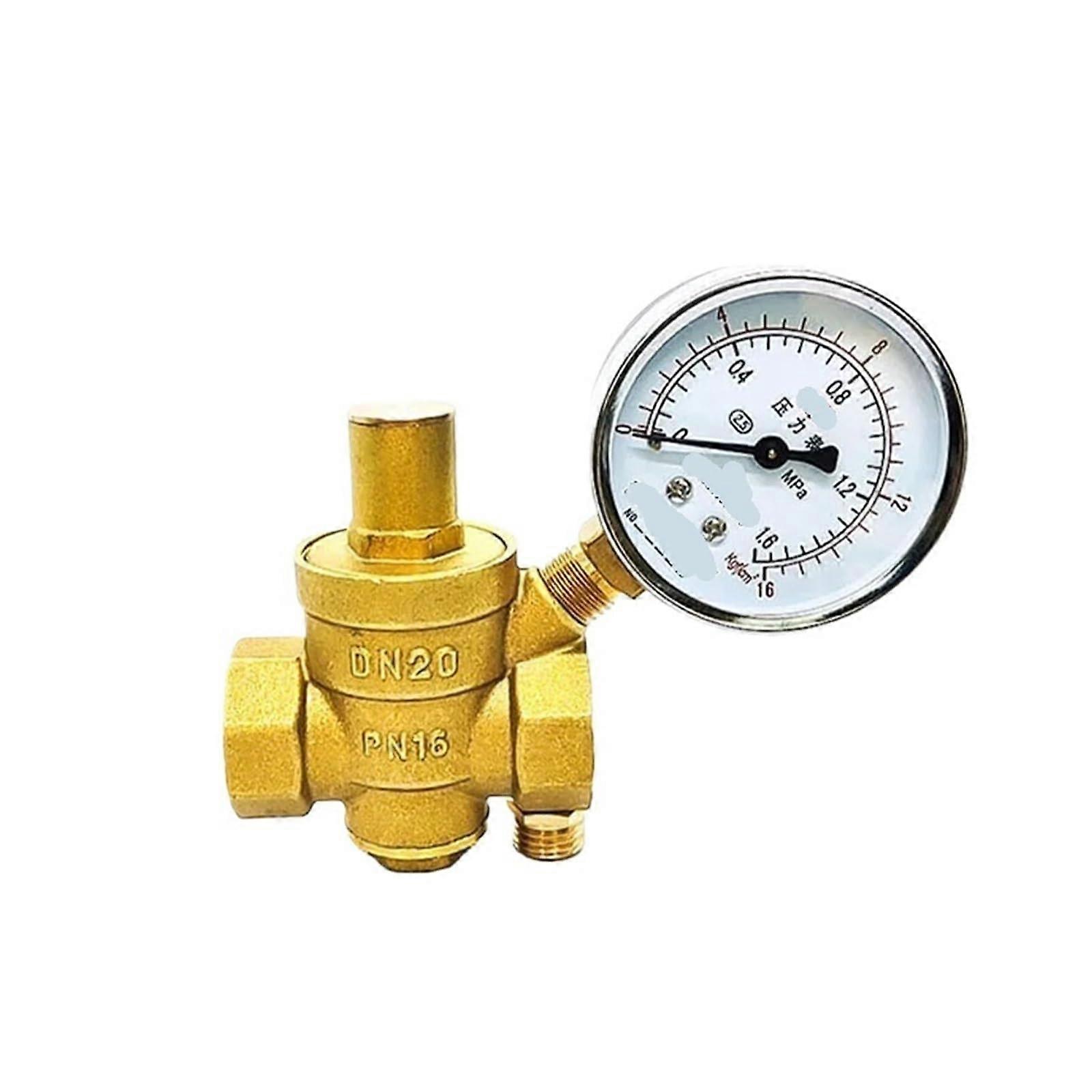 Adjustable Water Reducing Valve Brass Pressure Regulator With Gauge, Female Thread, 1/2 In 3/4 In 1 In