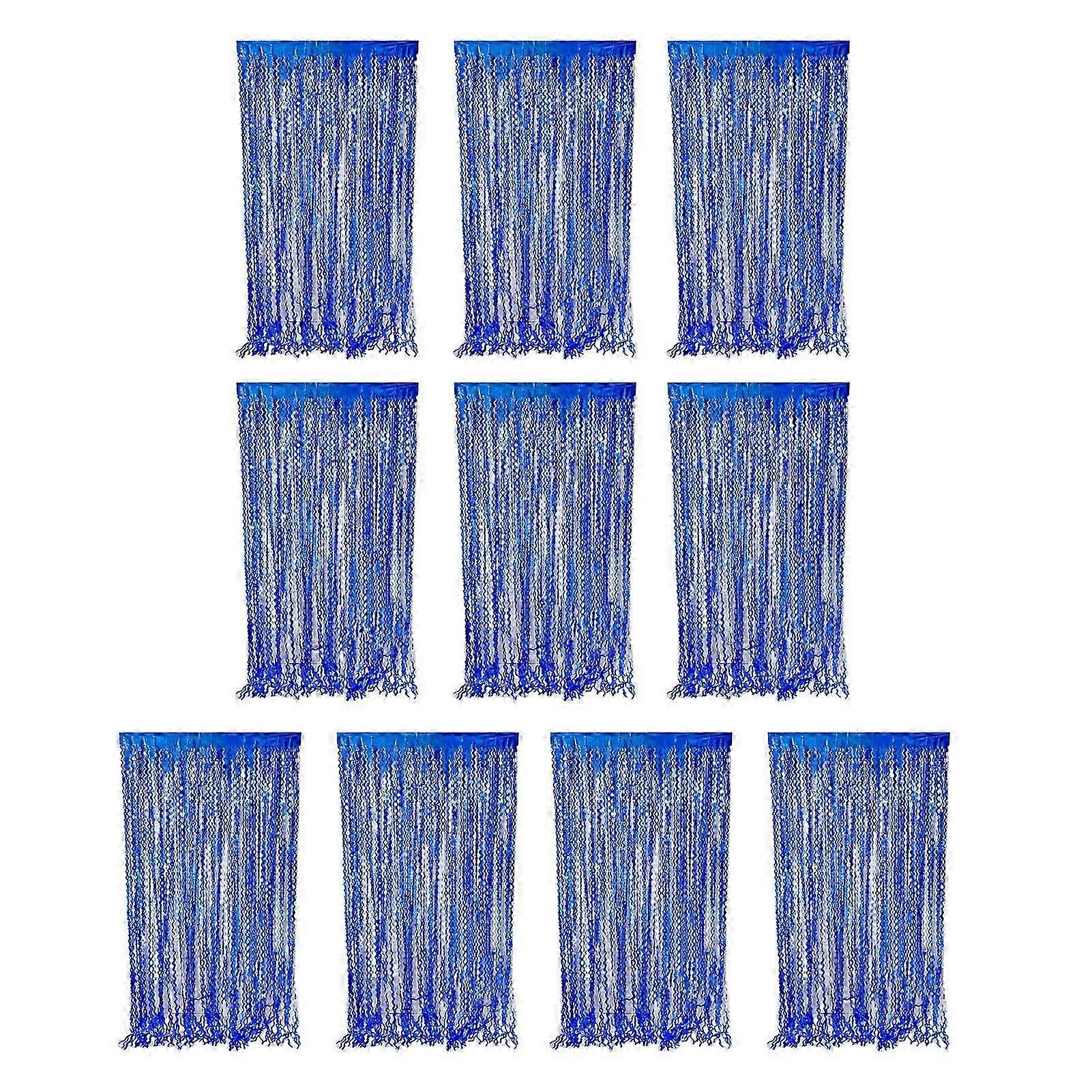 10 Pcs Fringe Curtain Metallic Tinsel Foil Fringe Curtain Backdrop Reusable Glimmering Wavy Tinsel Backdrop For Parties Birthdays Photo Booth Props