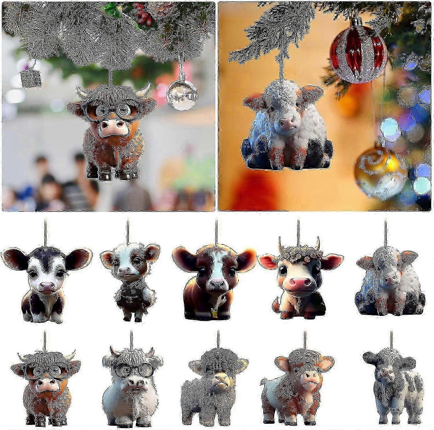10 st söta tecknade ko bilhängen heminredning julgransprydnad, heminredning