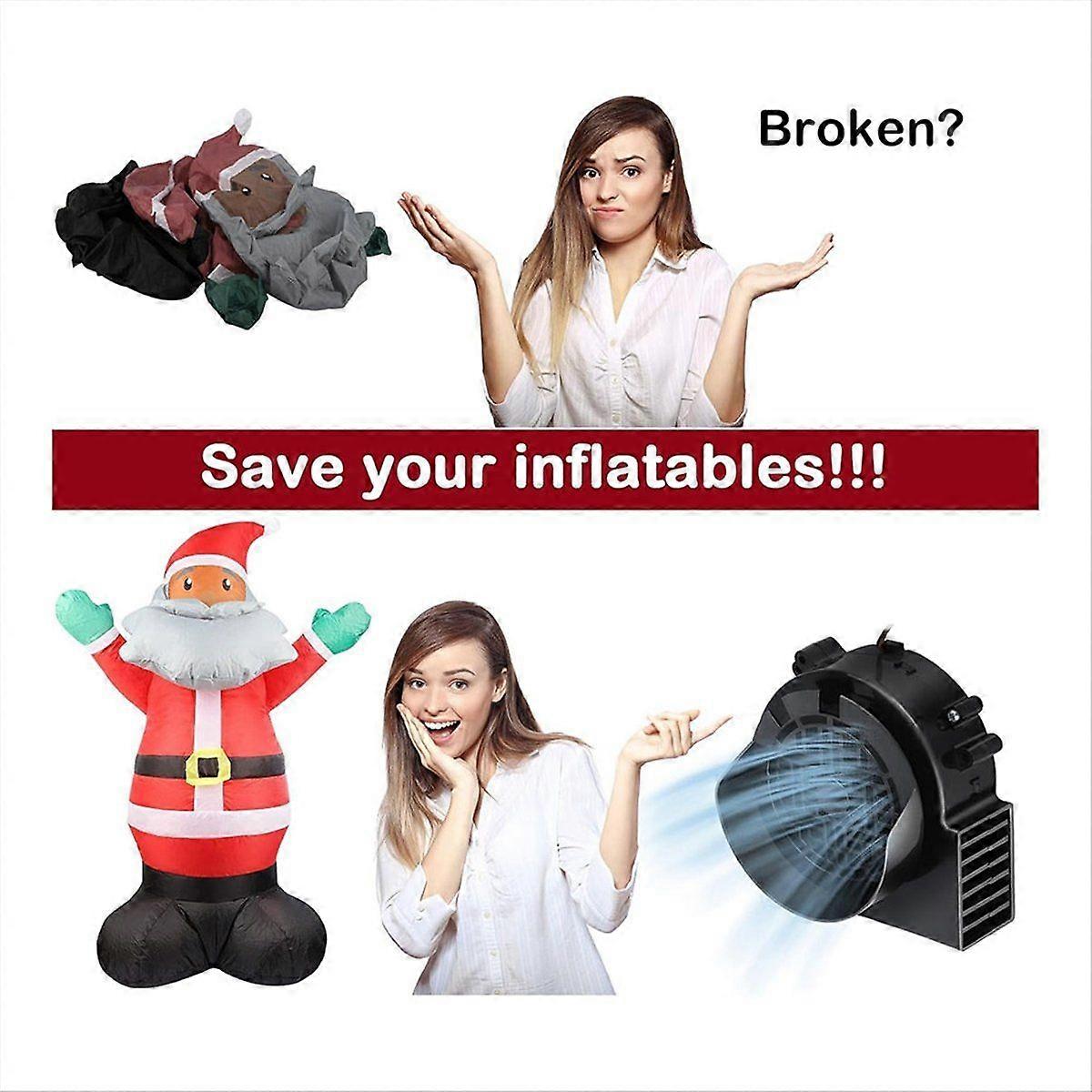 Inflatable Fan Replacement, 1.5A Air Fan Blower with Adapter and 3 LEDs Bulbs Light Strings for Chr