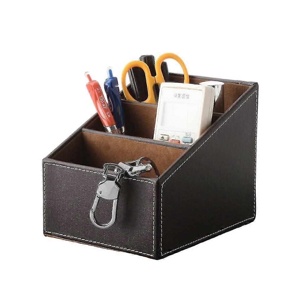 Leather Storage Box, Multifunctional For Remote Control Cosmetics Leather Storage Box